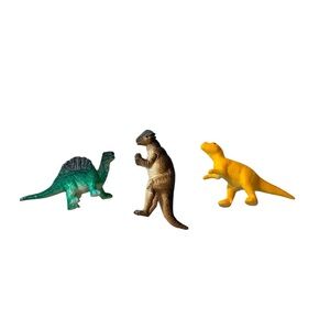 Mini Reptile Dinosaur Toy Set - Green, Brown, Yellow